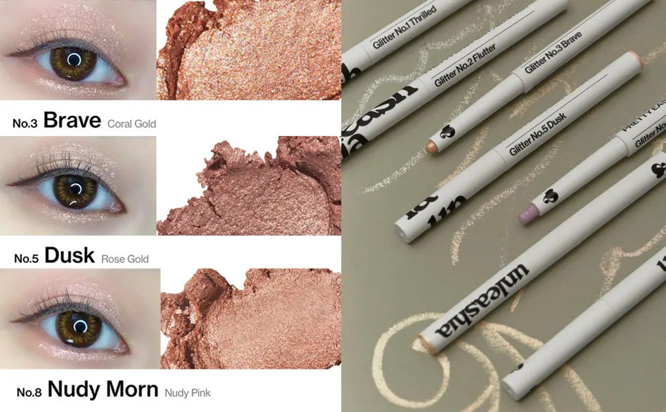  UNLEASHIA  Pretty Easy Glitter Stick (NO.3 Brave) - swatch_glitter_stick