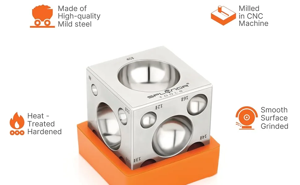 Splenor Tools Steel Square Dapping Doming Die Block with 21 Full Round Cavities for Jewelry Making (2  Square Block) - product information 14
