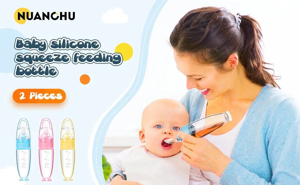 2 Pieces Silicone Baby Spoons Baby Feeding Spoon with Standing Base for Infant 0-24 Months Dispensing and Feeding (Blue) - product information 1