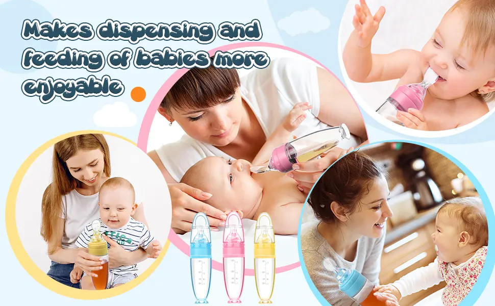 2 Pieces Silicone Baby Spoons Baby Feeding Spoon with Standing Base for Infant 0-24 Months Dispensing and Feeding (Blue) - product information 3