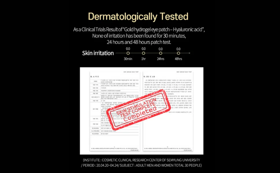 SKIN79 Gold Hydrogel Eye Patch 90g/3.17oz 60PCS - Made In Korea (Hyaluronic Acid) - SKIN79 Sensitivity Test