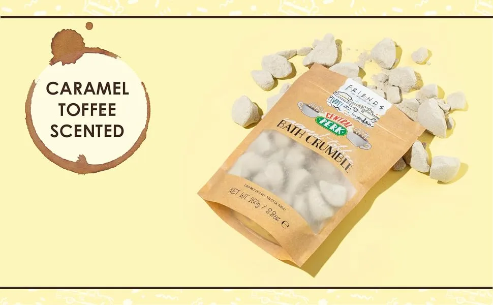 Paladone Central Perk Bath Crumble - 250g Caramel Toffee Scented - Officially Licensed Friends TV Show Merchandise - Caramel Toffee Scented Bath Crumble