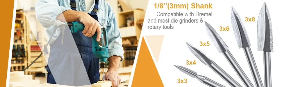 10 Pieces Wood Carving Drill bits Wood Carving Engraving Tools Rotary Carving bits DIY Woodworking Drill Accessories - product information 5
