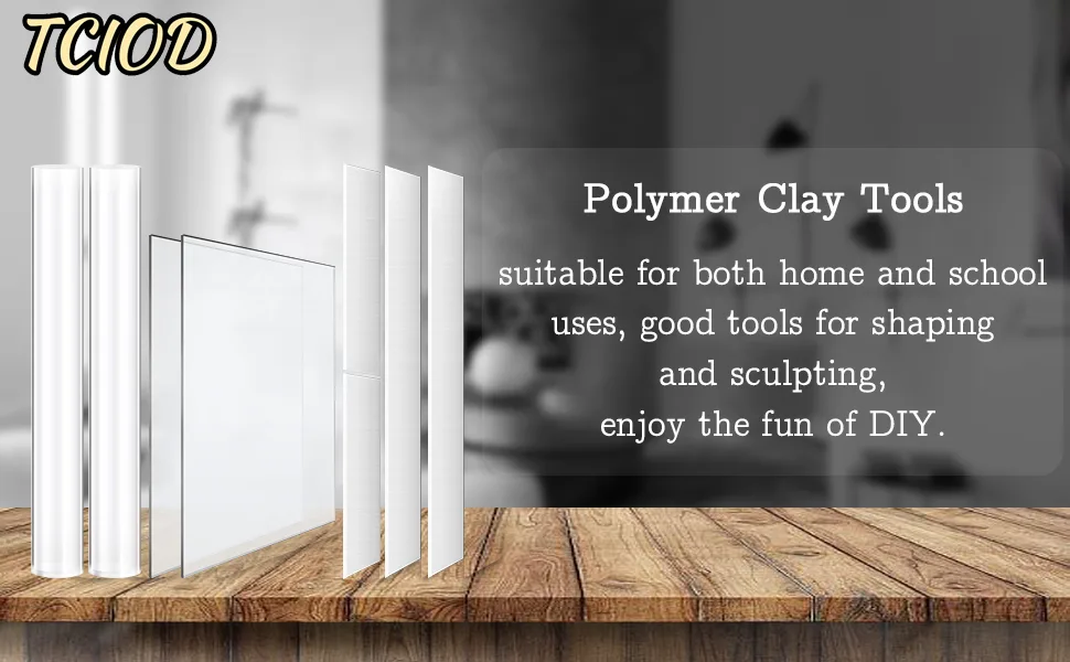 8 Pieces Acrylic Clay Roller Set  4 Polymer Clay Cutters 2 Clay Roller 2 Acrylic Sheet  Clay Roller with Rectangle Shape Backing Board Polymer Clay Tools and Supplies for Shaping Sculpting Modelling - product information 1