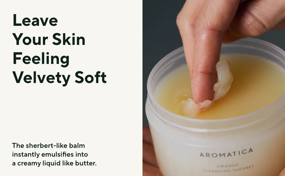 AROMATICA Orange Cleansing Sherbet 150g - Makeup Removing Balm - Melts Away Stubborn Impurities - sherbet a+ 03