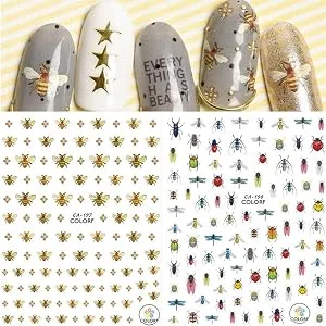 2sheets Fly Insect 3D Nail Stickers Decals Self-adhensive DIY Tip Charm Design Bee Nail Art Sticker Wraps Perfect Decorations Luxury Nail Stickers(Bee) - Beautiful little Bee, Insects,buttons,SPIDERMetal Brooch,Jewelry Craft,ladybug nail stickers