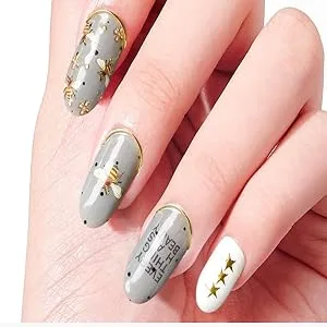 2sheets Fly Insect 3D Nail Stickers Decals Self-adhensive DIY Tip Charm Design Bee Nail Art Sticker Wraps Perfect Decorations Luxury Nail Stickers(Bee) - insect adhesive,acrylic nails accessoires beetle smiling face,honeycomb nail art,bee stickers 3d