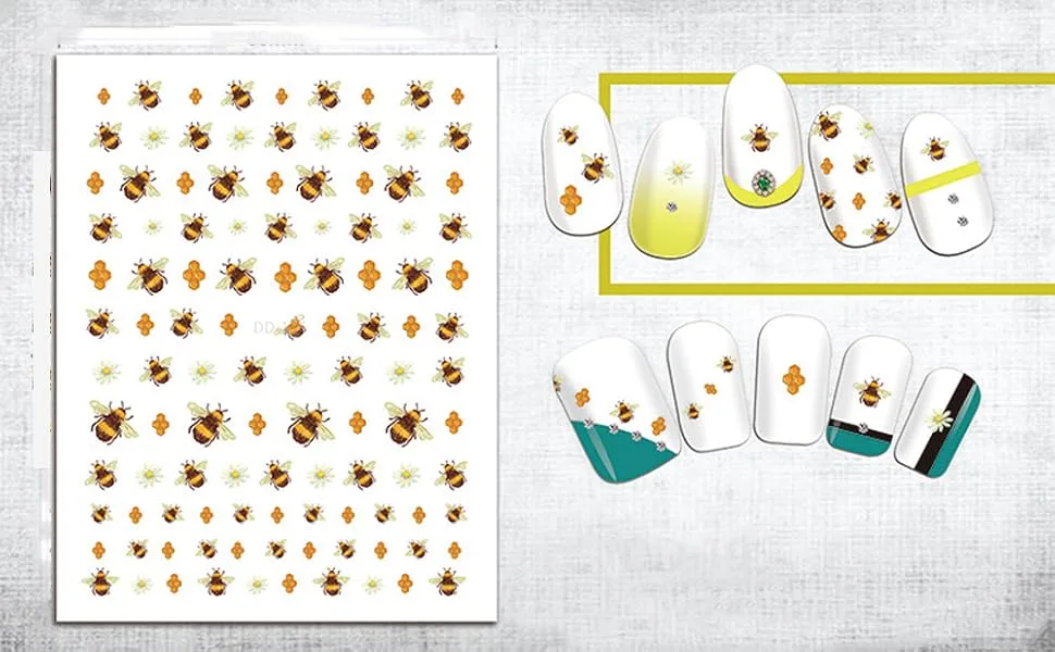 2sheets Fly Insect 3D Nail Stickers Decals Self-adhensive DIY Tip Charm Design Bee Nail Art Sticker Wraps Perfect Decorations Luxury Nail Stickers(Bee) - sunflower nail stickers bumble bee stickers bee stickers finish gel for nails dip accessories