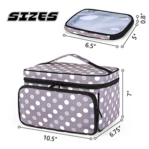 Luxja Sewing Accessories Organizer with 2 Detachable Clear Pockets  Sewing Supplies Organizer (Patent Design)  Polka Dots - portable sewing box
