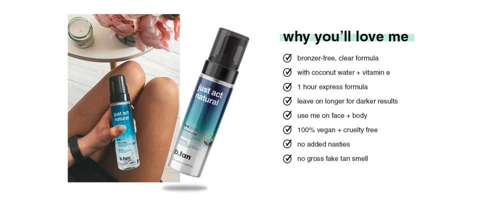 b.tan Self Tan Bronzing Water - Just Act Natural - Enriched With Coconut Water & Vitamin E  6.7 Fl oz - just act natural