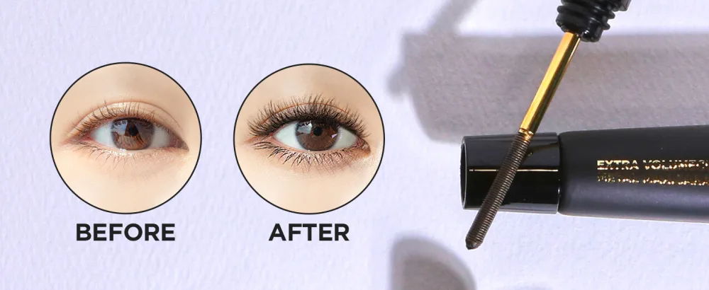 NEOGEN DERMALOGY Innovative Sensational Hygienic Washable Extra Slim Metal Mascara (Volume  Black) - before and after
