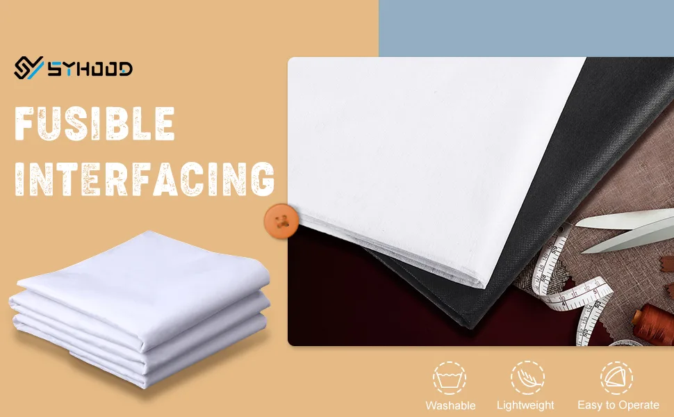 Lightweight Fusible Interfacing Non-Woven Interfacing Fabric Single-Sided Iron on Interfacing for DIY Supplies (White 60 Inch x 6 Yards) 60 Inch x 6 Yards White - product information 1