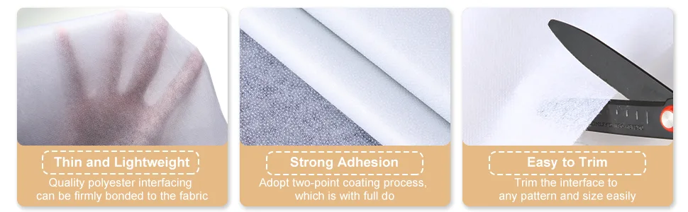 Lightweight Fusible Interfacing Non-Woven Interfacing Fabric Single-Sided Iron on Interfacing for DIY Supplies (White 60 Inch x 6 Yards) 60 Inch x 6 Yards White - product information 2