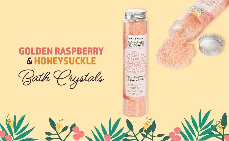 Friends TV Show Bath Crystals 360g - Golden Raspberry and Honeysuckle Scented - Golden Raspberry & Honeysuckle Bath crystals
