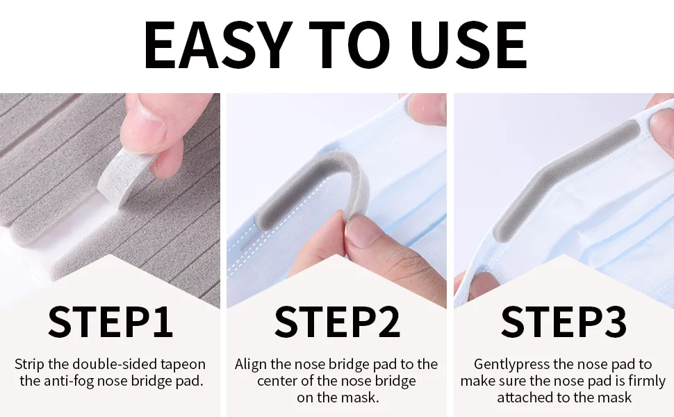 50Pcs Nose Bridge Strips Pad Self-Adhesive Anti-Fog Cushion Protection Stripe DIY Crafting Black Sponge - nose bridge pads