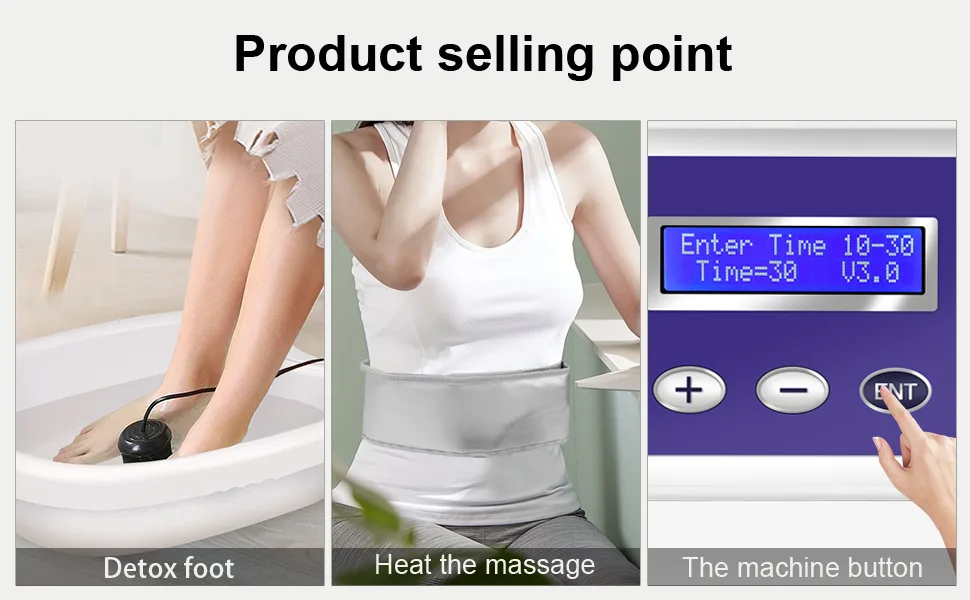 veicomtech Ionic Foot Bath Detox Machine  Detox Foot Spa with Wrist Strap  Far Infrared Waistbelt and Array for Home Use  Salon Beauty Club 8 Piece Set - Professional ionic foot spa
