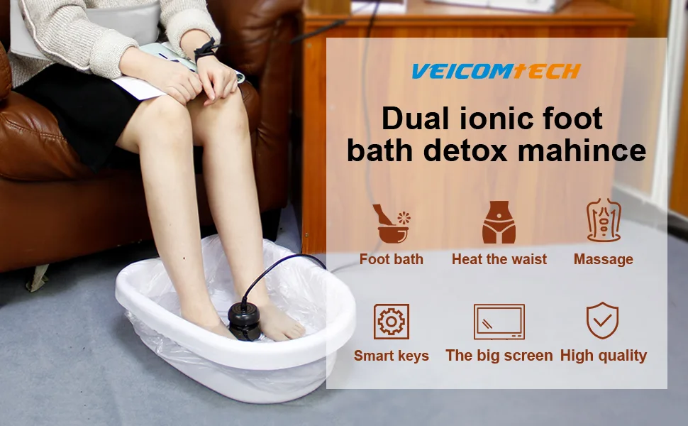 veicomtech Ionic Foot Bath Detox Machine  Detox Foot Spa with Wrist Strap  Far Infrared Waistbelt and Array for Home Use  Salon Beauty Club 8 Piece Set - veicomtech foot detox machine