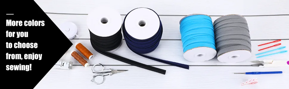 Double Fold Bias Tape Bias Binding Tape for Sewing  Seaming  Hemming  Piping  Quilting  1/2 Inch x 50 Yards (Black) - product information 6