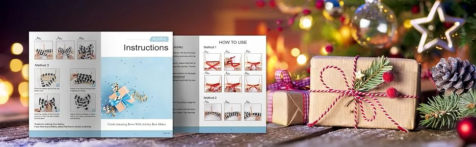 Ackitry Extended Bow Maker for Ribbon for Wreaths  Wooden Ribbon Bow Maker for Christmas Bows  Hair Bows  Corsages  Various Crafts - Bow Maker Instruction