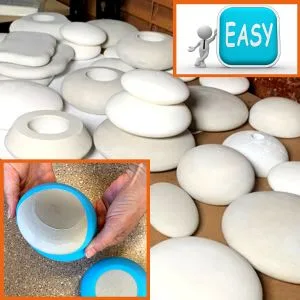 Tea Light Candle Holder Silicone Mold - by Happy Dotting Company - Round Shape - Tealight Candle Molds for Cement Casting - DIY & Creative Projects - Dotting and Mandala Art - Lots of casting of different sizes and shapes