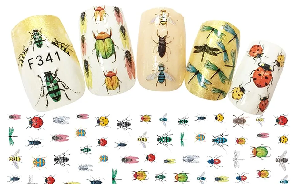 2Sheets 3D Nail Sticker Insect Bee Design Dragonfly Nail Art Decorations Stickers Foil Decals Manicure Accessories Nails Decoraciones (341) - Beautiful little Bee, Insects, Rhinestones, buttons, SPIDER,Decoration, Metal Brooch, Jewelry Craft,