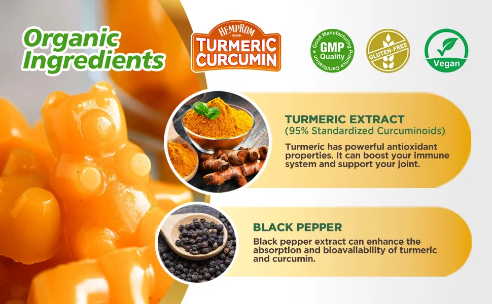 Turmeric Curcumin Gummies with Black Pepper Extra Strength Absorption  Chewable Turmeric Gummy Supplement for Adults  Joint Support  Vegan  60 Chews 1 - turmeric curcumin with black pepper