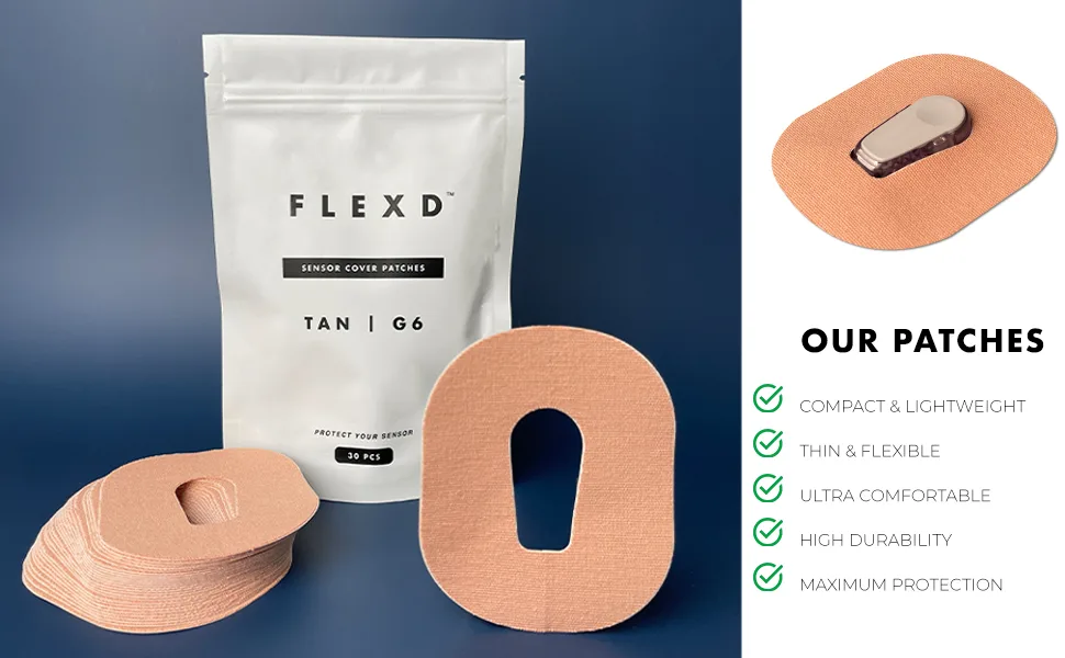 Flexd - G6 Adhesive Patches Waterproof - G6 Accessories - Durable G6 Overpatch - CGM Patches (30Pcs) - Tan - dexcom g6 adhesive patches