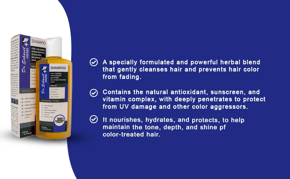 DR. SCHAVIT Herbs+ Herbal Shampoo for Colored  Highlighted  Bleached  Balayage-treated Hair 9.1 fl.oz - powerful herbal blend