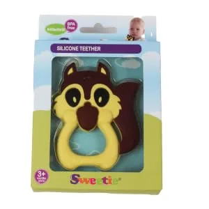 Sweetie TR032 Teether Teething Squirrel Toys Silicone Teething for Babies Silicone for Baby Teething (Pink) - eething Squirrel Toys Silicone Teething
