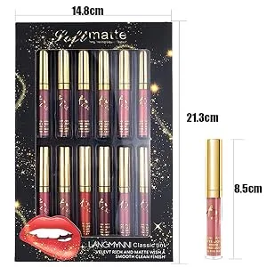 UCANBE 12Pcs/Set Velvet Matte Liquid Lipstick Makeup Classic Waterproof Long Lasting Smooth Soft Reach Colors Full Lips Gloss For Women Gift Set A - Portable Size