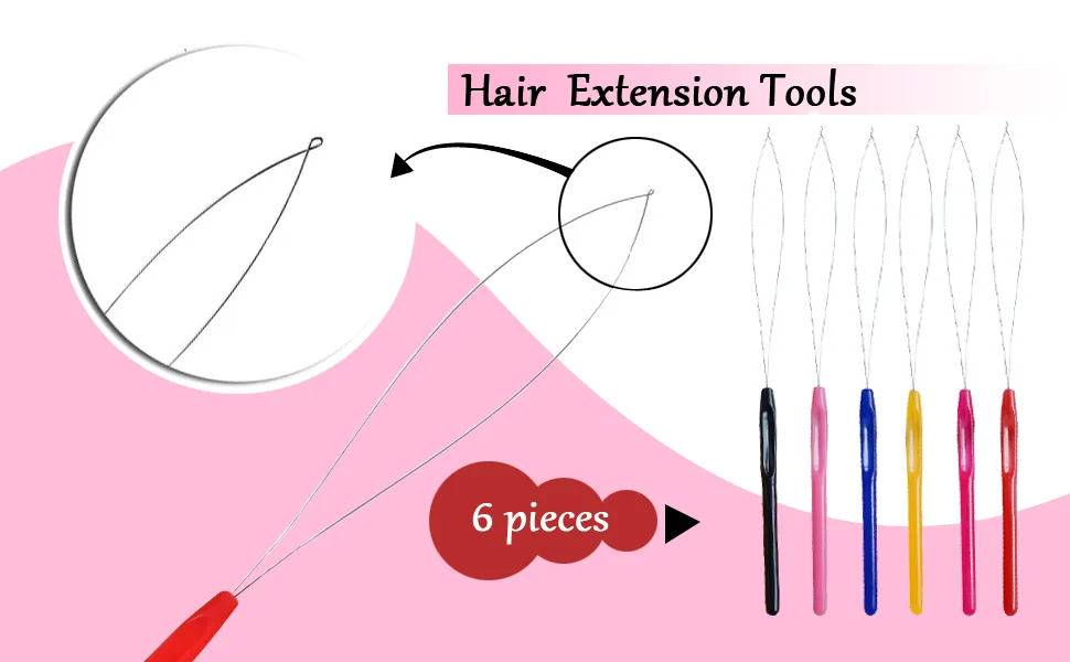 6 Pcs Plastic Hair Extension Loop Needle Threader Pulling Hook Tool Loop Tools Bead Tool for Hair Extensions Feather Extensions (Multicolored) - Plastic Hair Extension Loop Needle Threader Pulling Hook Tool Loop Tools Bead Tool