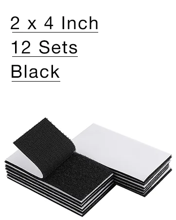 Hook Loop Strips with Adhesive - Melsan Industrial Strength Sticky Back Fasteners Hook and Loop Tape for Mounting  Hanging  or Organizing Items Indoors or Outdoors | Black  12 Pairs 1x7 Inch - Hook and loop fastener