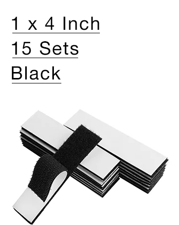 Hook Loop Strips with Adhesive - Melsan Industrial Strength Sticky Back Fasteners Hook and Loop Tape for Mounting  Hanging  or Organizing Items Indoors or Outdoors | Black  12 Pairs 1x7 Inch - Hook and loop fastener