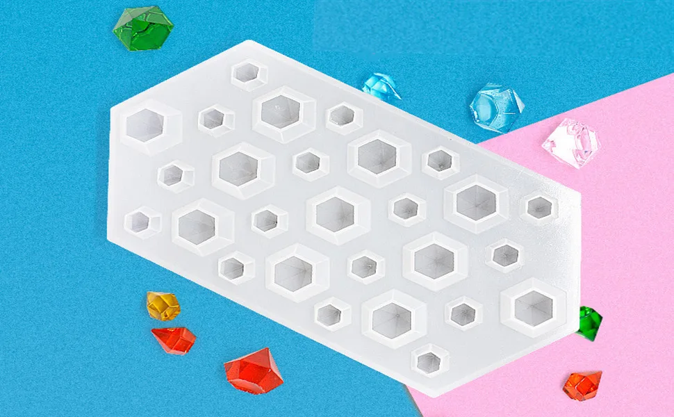 DD-life 2PCS 3D Diamond Gem Silicone Mold  Clear Silicone Mold for Making Clay Resin Epoxy Crafting Projects 27 cavity - Diamond Gem Silicone Mold
