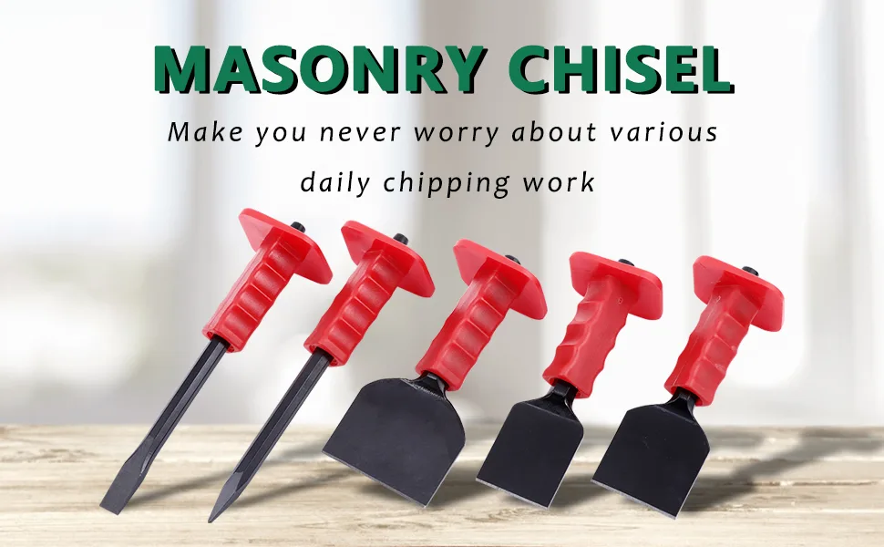 Monkey King Bar-8.9IN by 3IN Width Masons Chisel with Hand Guard for Remove Cement Motrtar 3IN Width Flat Chisel - product information 2