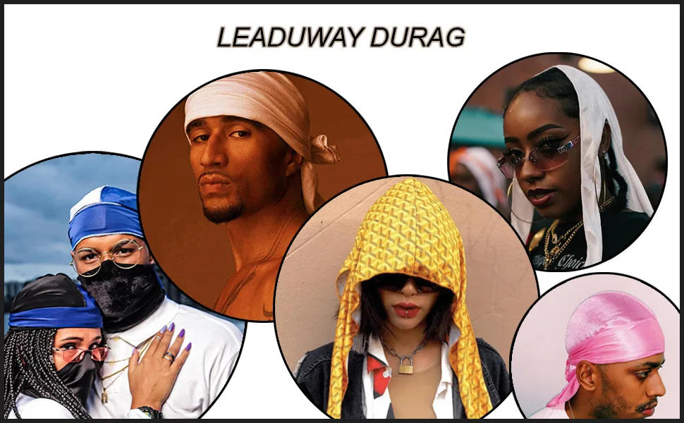 LEADUWAY 6Pcs Velvet Durag with 1 Wave Cap for 360 Waves Doo Rag(Purple  Red  Black  Pink  Yellow  Blue) - durag