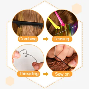Hair Extension Tools Kit  600 Silicone Lined Micro Rings  Micro Ring Beads Pliers  2 Hook Needle Pulling Loop  10 Curved Hair Needle  4 Alligator Hair Clips  Comb and 100 Black Mini Rubber Bands - product information 5
