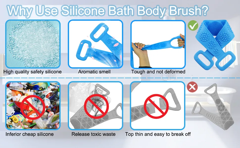 Silicone Bath Body Brush Set  Silicone Back Scrubber Silicone Bath Body Brush for Body Exfoliation Back Cleaning Shower - 2 Pieces - product information 3