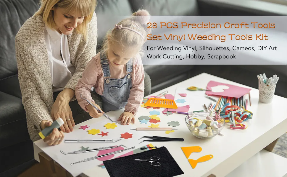 28 PCS Precision Craft Tools Set Vinyl Weeding Tools Kit for Weeding Vinyl  DIY Art Work Cutting  Hobby  Scrapbook 28pcs scrapbooking tools - product information 6