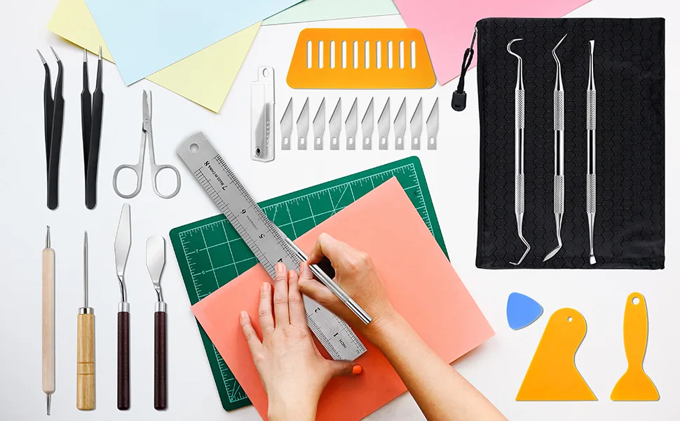 28 PCS Precision Craft Tools Set Vinyl Weeding Tools Kit for Weeding Vinyl  DIY Art Work Cutting  Hobby  Scrapbook 28pcs scrapbooking tools - product information 7