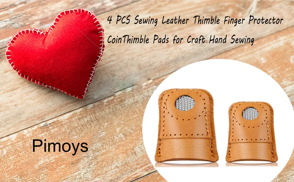 4 Pieces Leather Thimble Sewing Thimble Finger Protector Coin Thimble Pads for Hand Sewing Quilting Knitting Pin Needles Craft DIY Tools  2 Sizes - product information 1