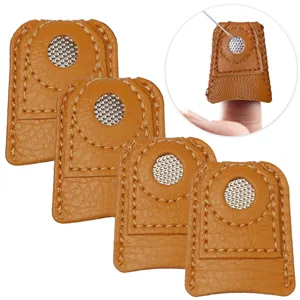 4 Pieces Leather Thimble Sewing Thimble Finger Protector Coin Thimble Pads for Hand Sewing Quilting Knitting Pin Needles Craft DIY Tools  2 Sizes - product information 2