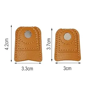 4 Pieces Leather Thimble Sewing Thimble Finger Protector Coin Thimble Pads for Hand Sewing Quilting Knitting Pin Needles Craft DIY Tools  2 Sizes - product information 3