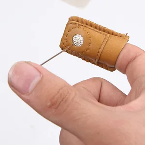 4 Pieces Leather Thimble Sewing Thimble Finger Protector Coin Thimble Pads for Hand Sewing Quilting Knitting Pin Needles Craft DIY Tools  2 Sizes - product information 4
