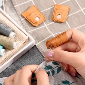 4 Pieces Leather Thimble Sewing Thimble Finger Protector Coin Thimble Pads for Hand Sewing Quilting Knitting Pin Needles Craft DIY Tools  2 Sizes - product information 6