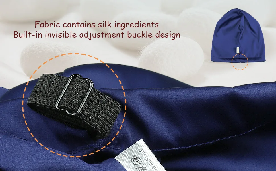 Silk Sleep Cap Hair Cover Curly Hair Buff for Sleeping Satin Lined Turban Black+Black - SILK WRAP NIGHT SLEEEP HAT CAP