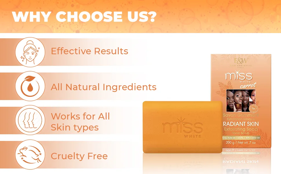 Fair and White Miss Carrot Exfoliating Soap Tonic Scrub - 7 oz / 200 g  with Carrot Oil - product information 16
