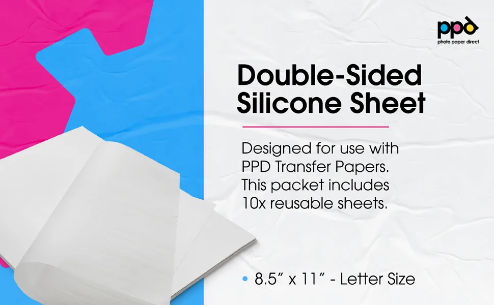 PPD Silicone Papers for T Shirt Transfer Iron or Heat Press A4 PPD-102 10 Sheets Assorted - doublesided silicone sheet