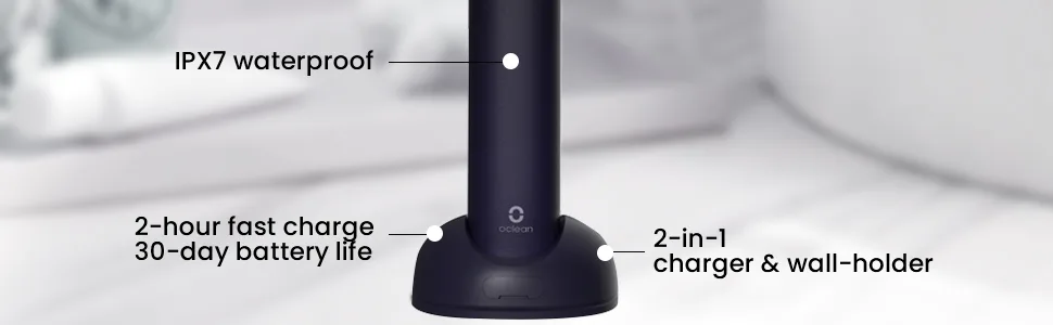 Oclean X Pro Electric Toothbrush 84 000 Movements/min Deep Cleaning with LCD Touch Screen  2H Fast Charge Lasts 30 Days  3 Modes 32 Intensities  Sonic Toothbrush Smart Timer- Black Purple - 2-in-1