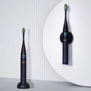 Oclean X Pro Electric Toothbrush 84 000 Movements/min Deep Cleaning with LCD Touch Screen  2H Fast Charge Lasts 30 Days  3 Modes 32 Intensities  Sonic Toothbrush Smart Timer- Black Purple - 2-in-1
